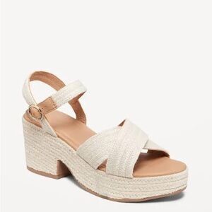 NWT Old Navy Women’s Espadrille Cross Strap Platform Sandal - tan - 8